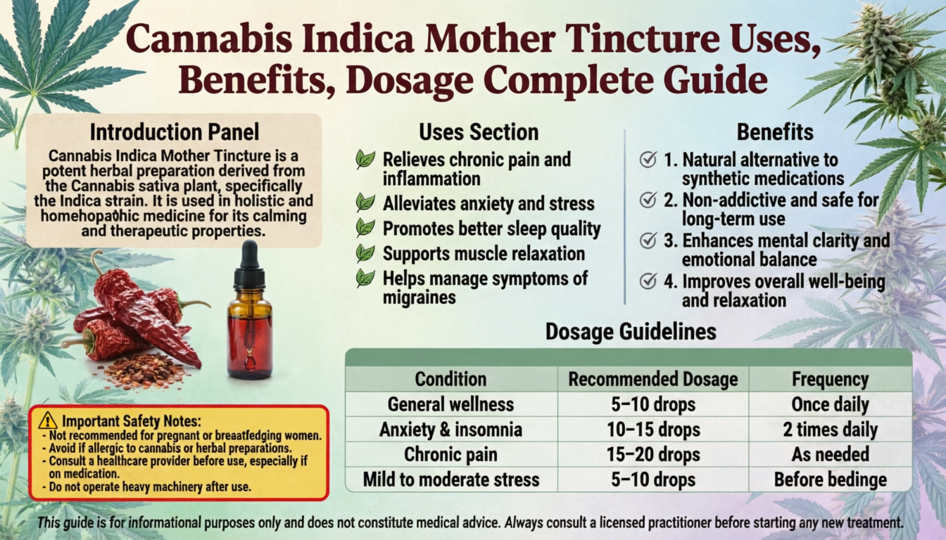 Cannabis Indica Mother Tincture Uses, Benefits, Dosage Complete Guide.